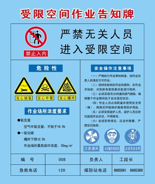 受限空间作业告知牌图片