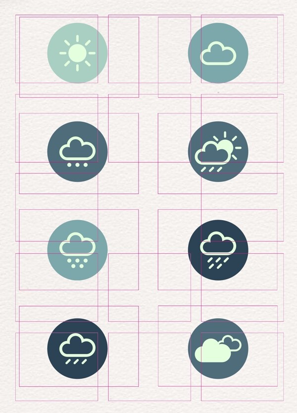 扁平天气预报元素圆形图标设计