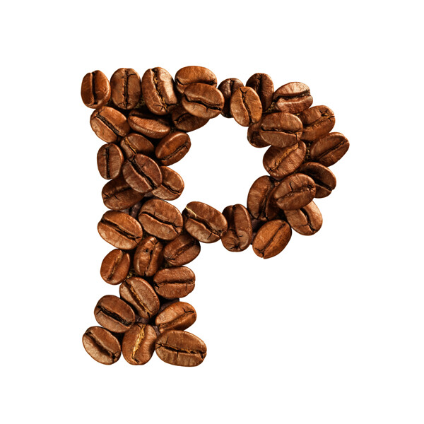 咖啡豆组成的字幕F