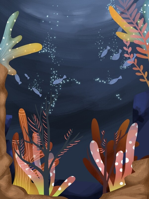蓝色海洋珊瑚背景设计