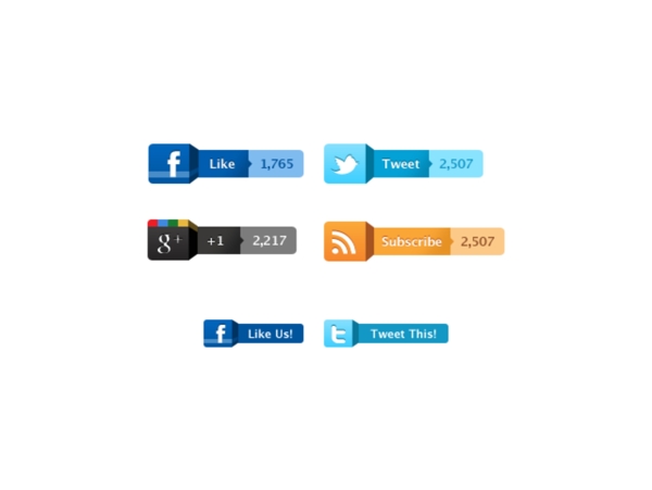 6程式化的社会媒体图标按钮设置PSD