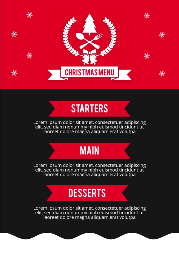 红色和黑色的圣诞菜单