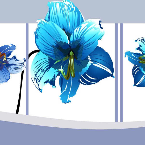 蓝色花朵装饰画