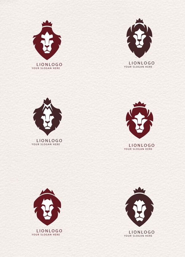 6组扁平化狮子企业形象logo设计