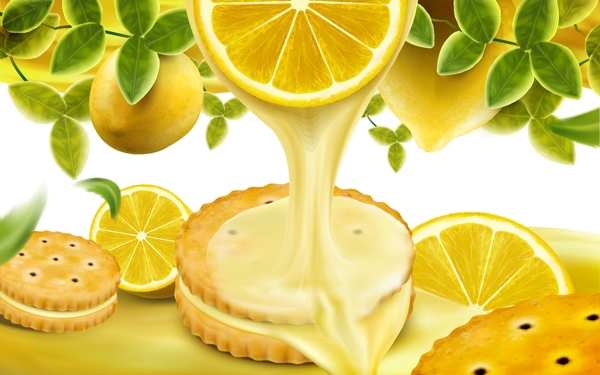 美味的柠檬夹心饼干插画