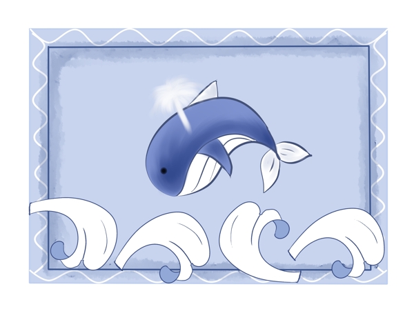 海豚蓝色卡通邮票