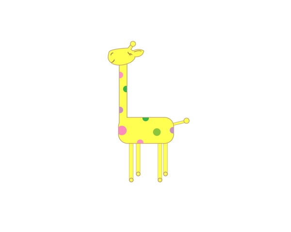 黄色扁平风长颈鹿卡通手绘PNG免扣