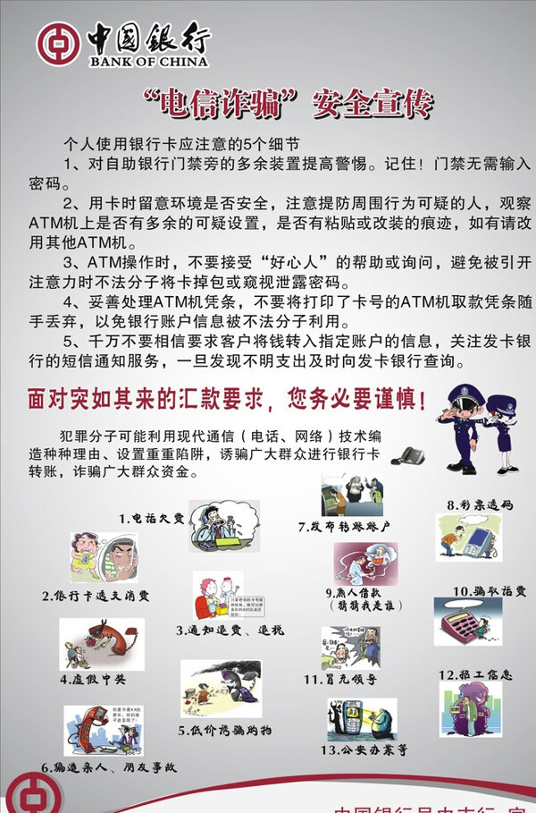 中国银行电讯诈骗宣传图片