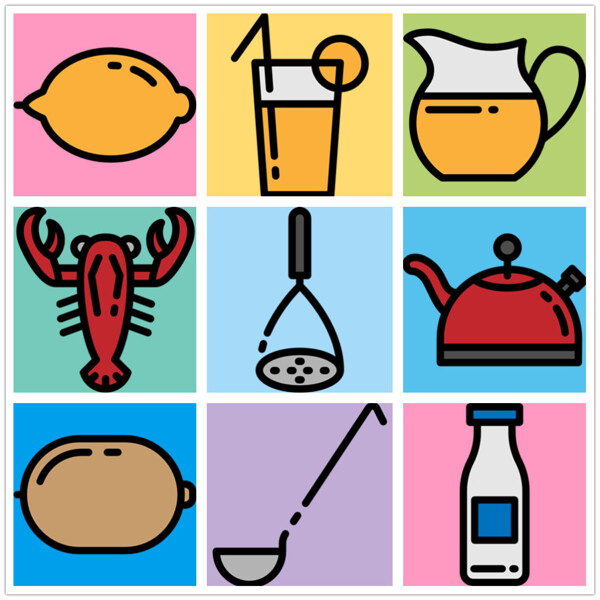 扁平单色食物icon图标