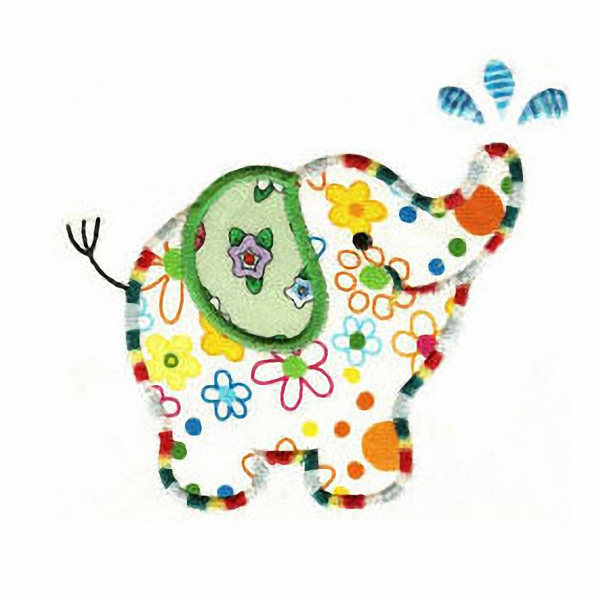 贴布动物卡通大象色彩免费素材