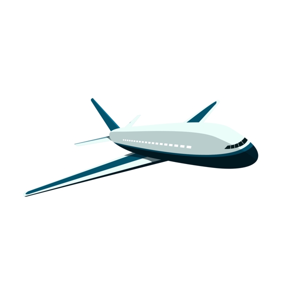 蓝色航空飞机交通工具扁平风元素