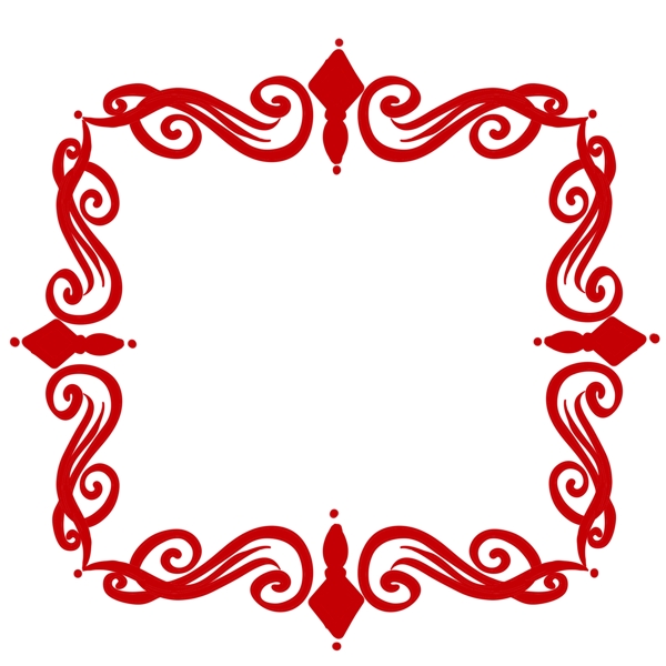 欧式红色花纹边框