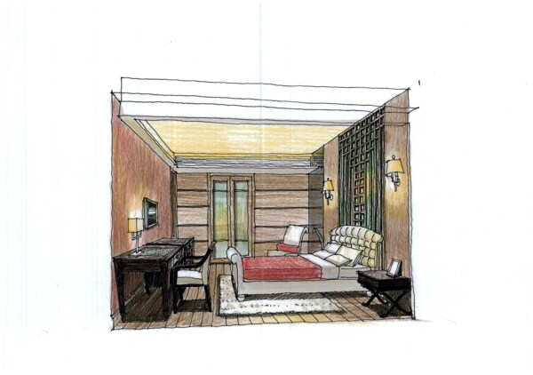 爱丁堡公寓设计手绘图片素材