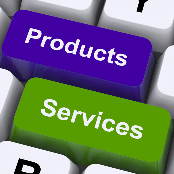 产品和服务的键显示销售和购买在线