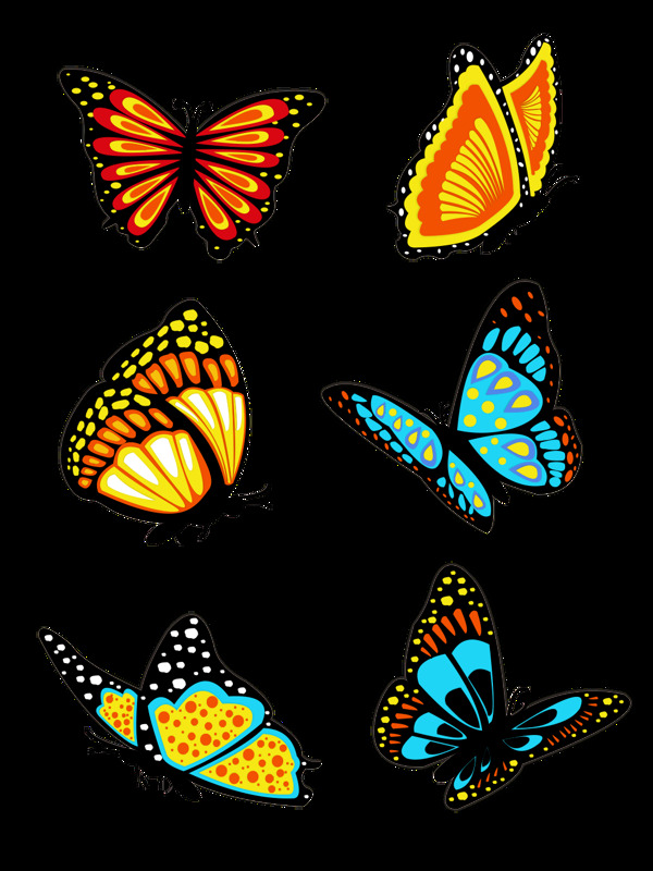 漂浮蝴蝶元素之卡通彩色套图
