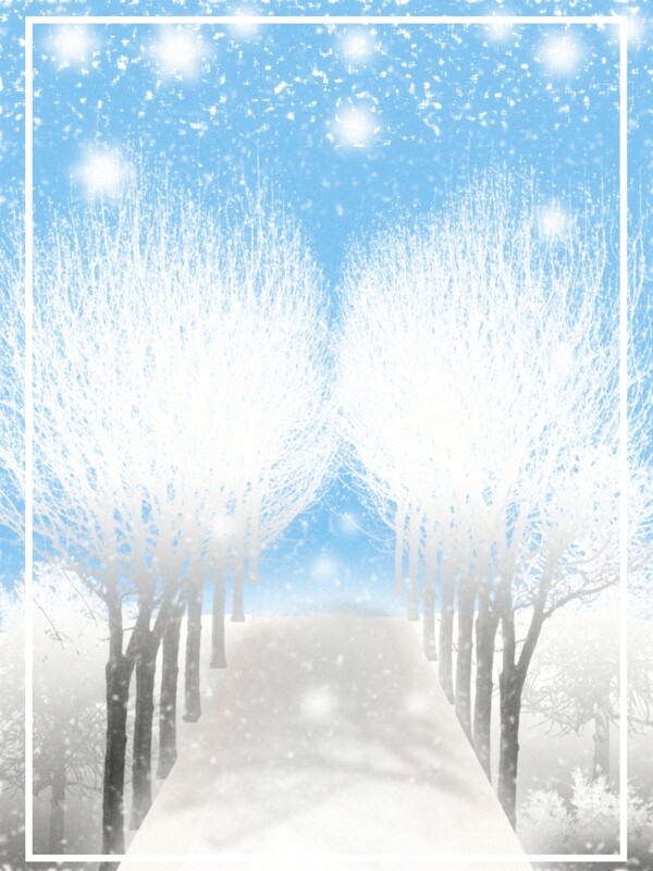 唯美冬季雾凇雪景背景