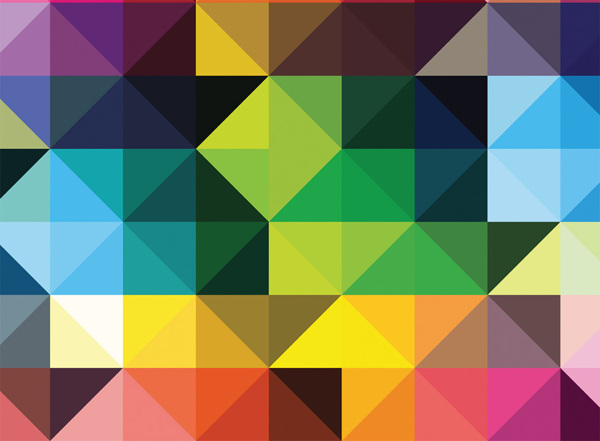 色彩色块马赛克七彩颜色像素原色叠加三角形