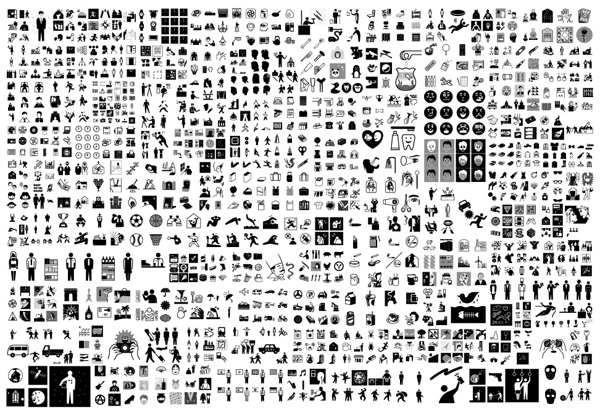 1000多个黑白灰图形图案矢量素材