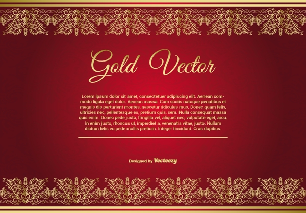 金色和红色优雅的背景插图