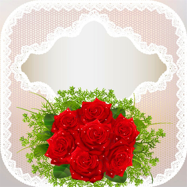 蕾丝花边与红玫瑰图片
