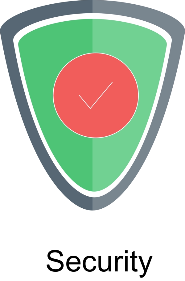 绿色圆弧安全盾牌元素