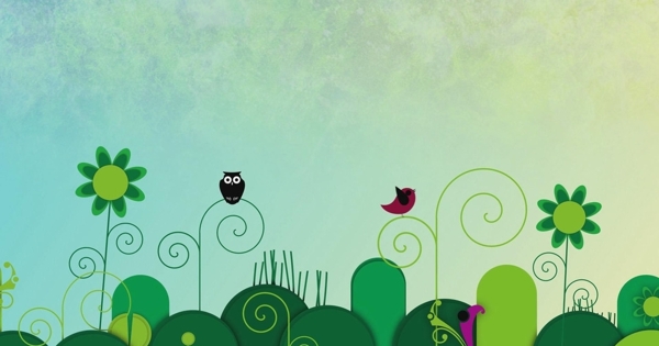 儿童视频背景灌木小鸟向日葵场景