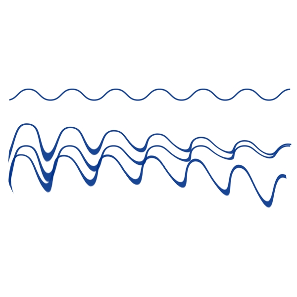 蓝色手绘通用波浪线装饰