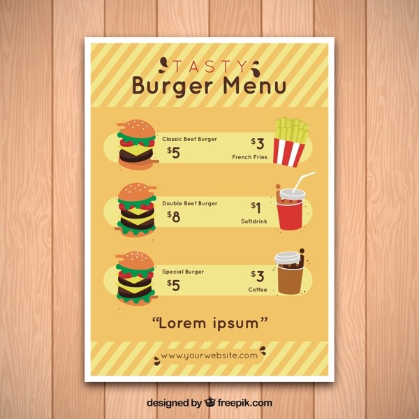 美味的汉堡快餐菜单模板