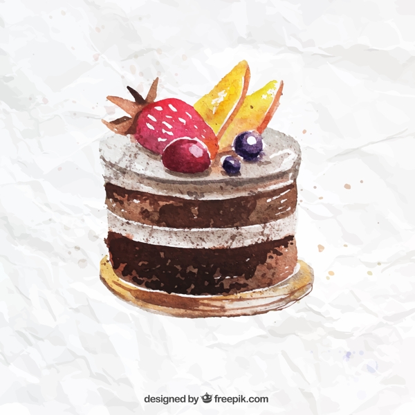 美味水果巧克力蛋糕矢量素材图片