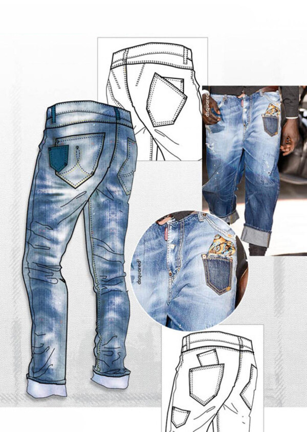 牛仔裤设计图与实物对比图