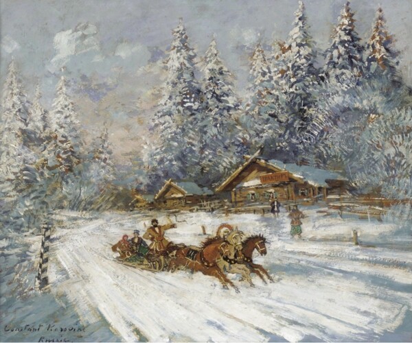 ConstantinKorovinTroikaRacingthroughtheSnow.jpeg画家风景画静物油画建筑油画装饰画