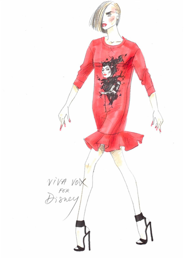 红色休闲连衣裙设计图