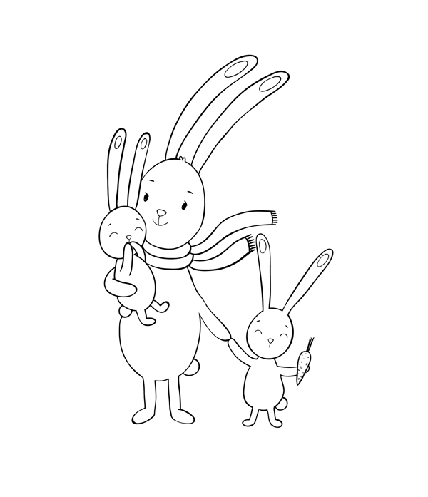 手绘兔子卡通矢量素材