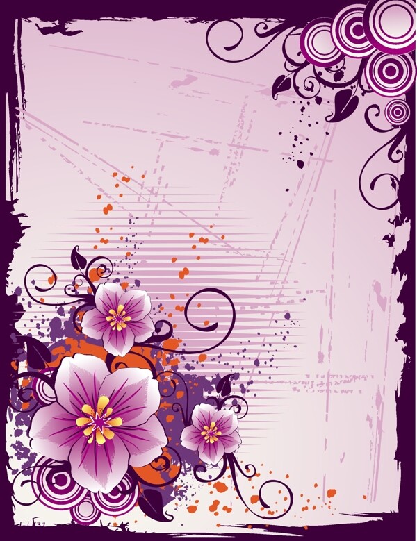 紫矢量花纹图片