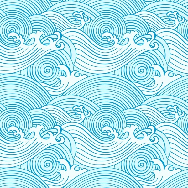 古典海浪花纹矢量素材