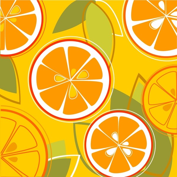 清新手绘橙子背景素材
