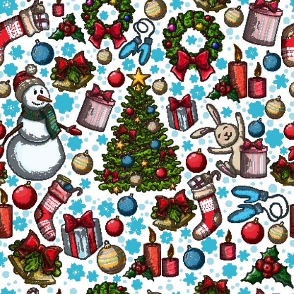 圣诞雪人和圣诞树
