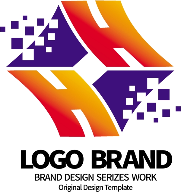 原创红蓝房屋H字母公司LOGO标志设计