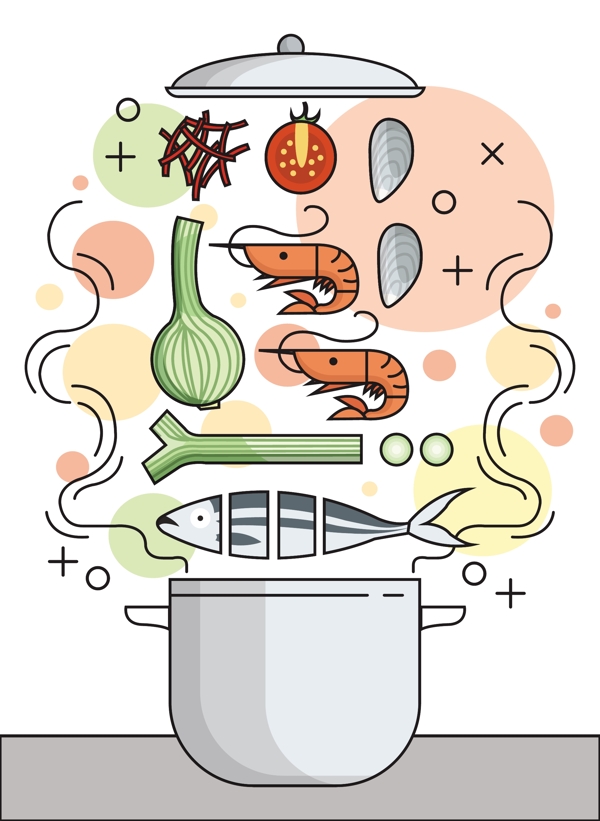 餐饮烹饪主题卡通插画