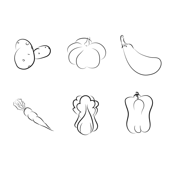 蔬菜简笔画儿童画卡通蔬菜线描蔬菜