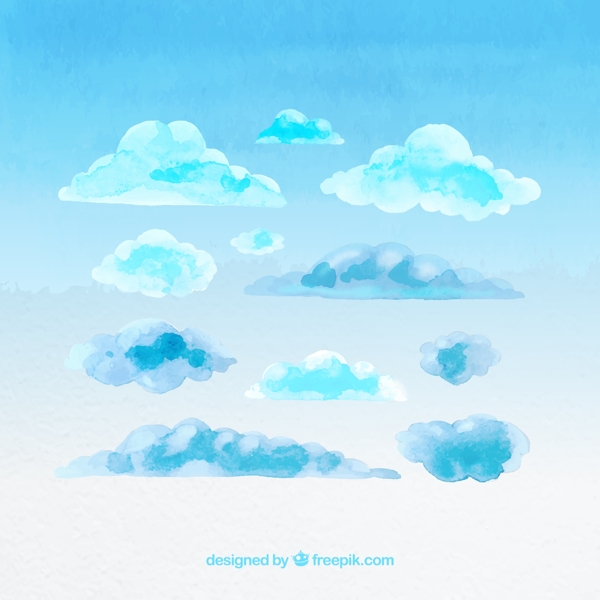 11款蓝色水彩绘云朵