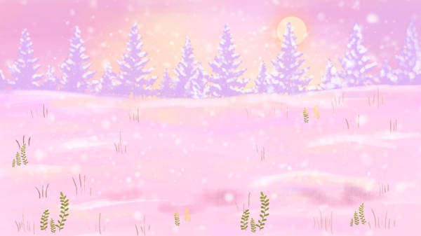 唯美浪漫冬日树林背景素材