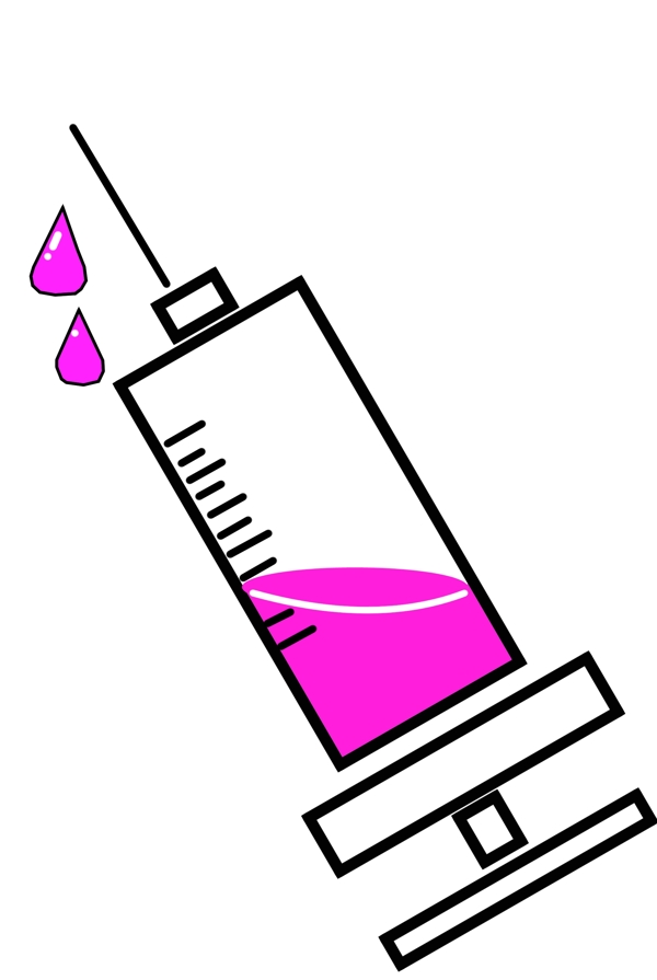 针管平面图和紫色液体