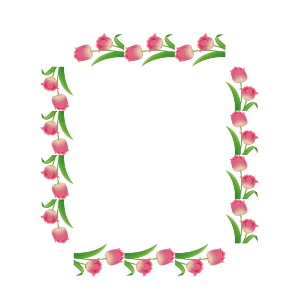 矢量卡通扁平化粉色玫瑰边框