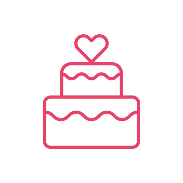 玫红色线心蛋糕情人节图标