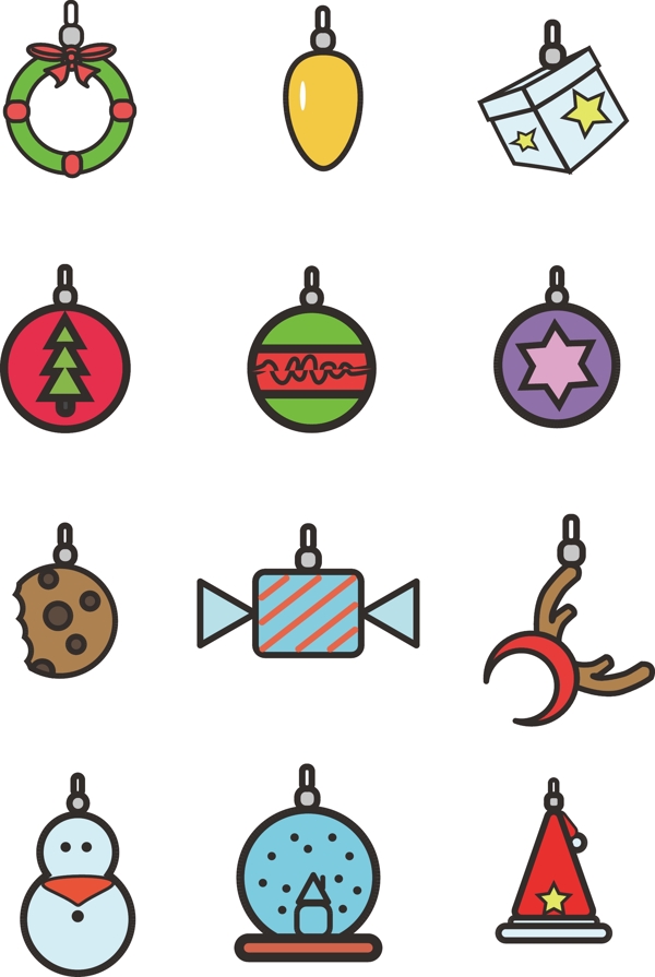 圣诞挂饰矢量icon卡通可爱可商用元素