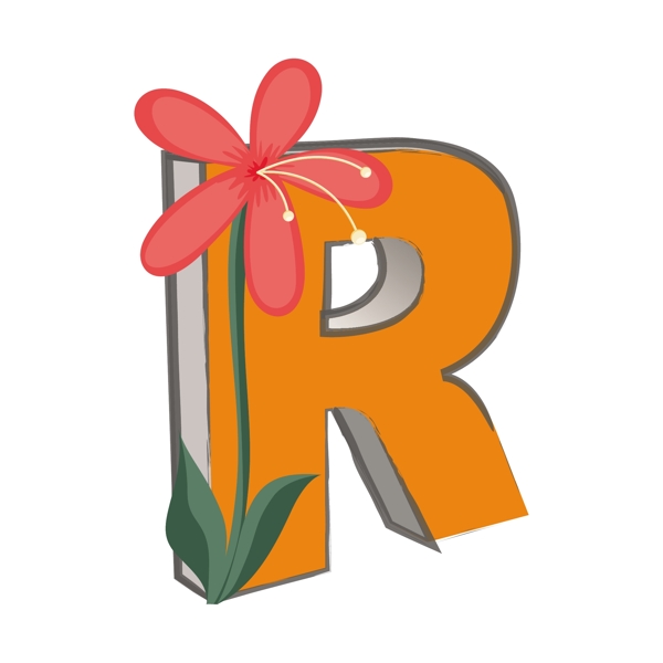 花卉矢量R字母