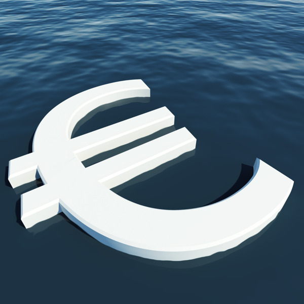 欧元浮动显示金钱财富或收益
