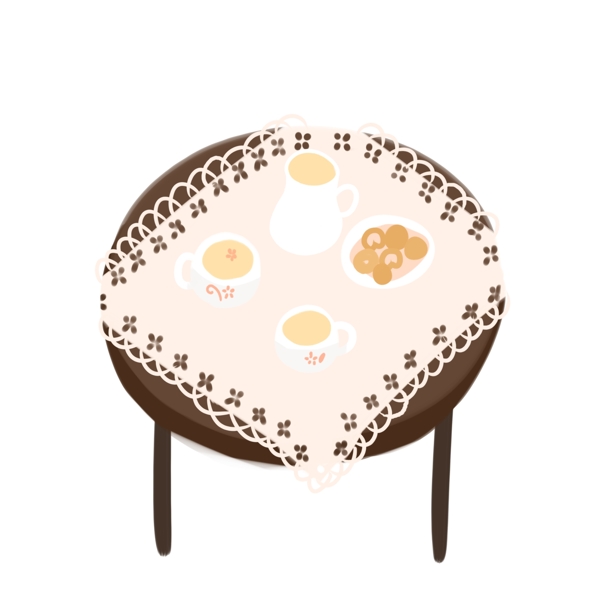 褐色的圆形小桌子