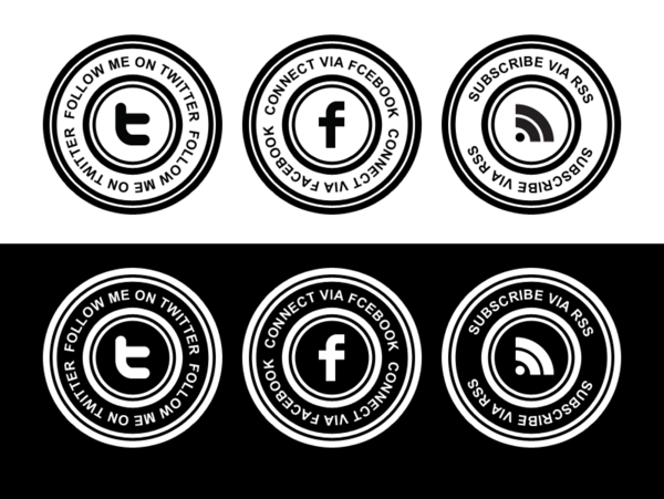 社会媒体的徽章PSD